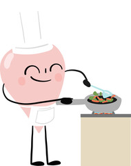 illustration of heart cute cartoon cooking chef png file