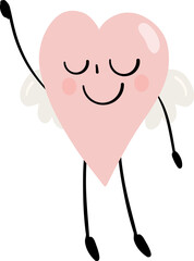 illustration of heart cute cartoon fly with angle wings vector