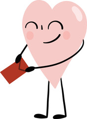 illustration of heart cute cartoon give red angpao png file