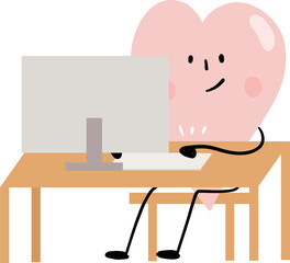 illustration of heart cute cartoon focus on computer png file