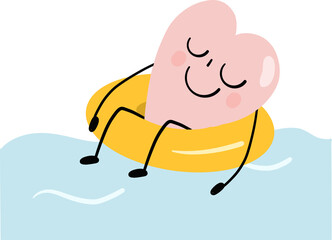 illustration of heart cute cartoon floting on sea png file