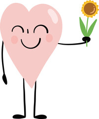 illustration of heart cute cartoon give a sunflower png file