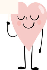 illustration of heart cute cartoon hold the sign vector