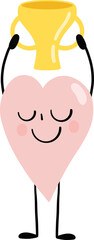 illustration of heart cute cartoon hold the gold cup png file