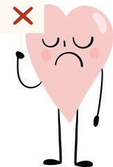 illustration of heart cute cartoon hold the wrong sign vector