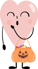 illustration of heart cute cartoon hold the trick or treat basket vector