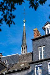 The top of a church steeple in Honfleur France