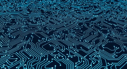 Blue printed circuit board technology design illustration background
