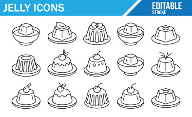 Hand-Drawn Jelly Icons – Editable Vector Outline Dessert Shapes