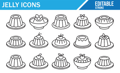 Monoline Jelly Icon Collection – Cute Sweet Food Illustration