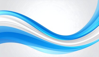 Abstract graphic with flowing blue and white curvy ribbons over gray