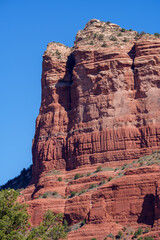 Bell Rock in Sedona against a bright blue sky