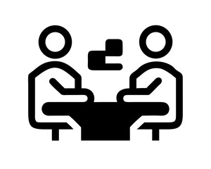 Icon illustration of two people sitting at a table