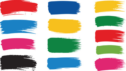 Diverse colorful paint brush strokes abstract artistic elements collection vector
