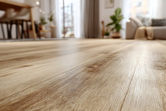 Wood floor. Light wooden flooring closeup. Shiny new hardwood floor. House renovation, changing floor to parquet. Beautiful golden hands craped oiled oak brushed for texture grain. Empty living room