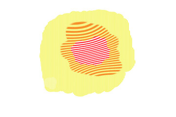 Bright Abstract Pattern with Red Center and Yellow Stripes on a Dark Background