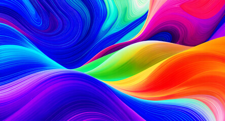 Vibrant Abstract Colorful Waves with Smooth Gradient Flow and 3D Texture