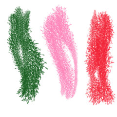 Colorful Brush Strokes in Green, Pink, and Red Against a White Background for Creative Use