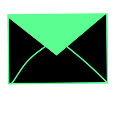 Stylish Green Envelope Icon on a Minimalist Black Background for Digital Design Projects