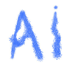 Creative Abstract Representation of Artificial Intelligence Concept with Blue Brush Strokes