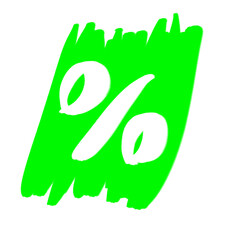 Bright Green Percentage Sign on Vibrant Background for Promotions and Discounts Representation