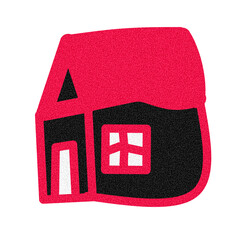 Colorful illustrated house design with bold shapes and vibrant colors for creative projects