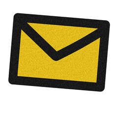 Bright Yellow Email Envelope Icon with Black Outline on Transparent Background
