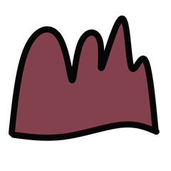 Abstract Mountain Peak Illustration in Shades of Burgundy with Simple Black Outline Design