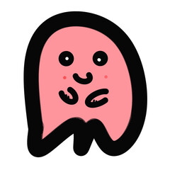 Cute Cartoon Ghost Character with Smiling Face and Cheerful Expression for Fun Designs