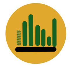 Minimalist Graphic Representation of Bar Graph with Green Bars and Yellow Background