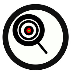 Target with Magnifying Glass for Focused Attention on Goals and Objectives in Business