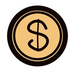 Vintage Style Dollar Sign Icon in Circular Design for Financial Themes and Artwork