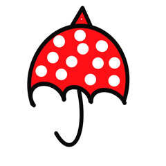 Red Umbrella with White Polka Dots Illustrating Fun and Playful Rainy Day Mood