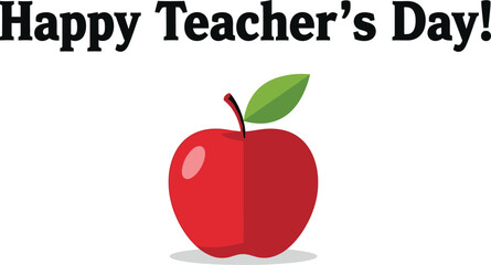 Celebrate happy teacher's day with a classic red apple greeting design flat design vector illustration isolated on transparent background