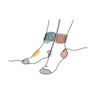minimalist line art socks with color accents clip art preview