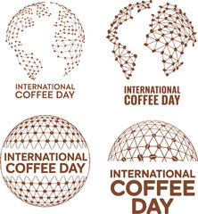 World Map Coffee Art for International Coffee Day Vector Design
