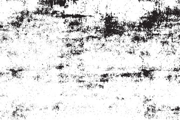 Monochrome texture composed of irregular graphic elements. Distressed uneven grunge background. Abstract vector illustration. Overlay for interesting effect and depth. Isolated on white background.
