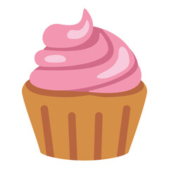 Vector Color Icon - Cupcake with Cream