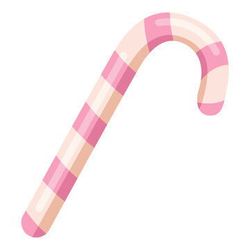 Vector Color Icon Pink and White Candy Cane
