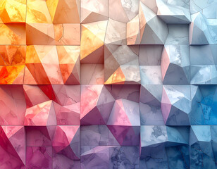 Abstract Geometric Multicolor Background with Triangles and Polygons in Gradients of Orange Pink Purple and Blue for Modern Design Wallpapers and Backdrops