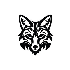 Black tribal fox head graphic design animal white