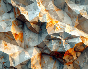 Abstract Low Poly Art with Faceted Texture in Warm and Cool Tones and Geometric Patterns for Creative Backgrounds and Modern Design Element