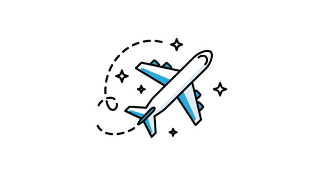 airplane travel route with stars a graphic design element ideal for flight booking websites and travel blogs conveying adventure journey and tourism