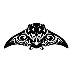 Black tribal manta ray graphic design white
