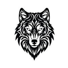 Black tribal wolf head graphic design animal