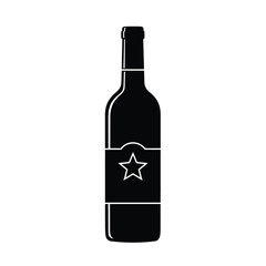 Black wine bottle with white star label vector