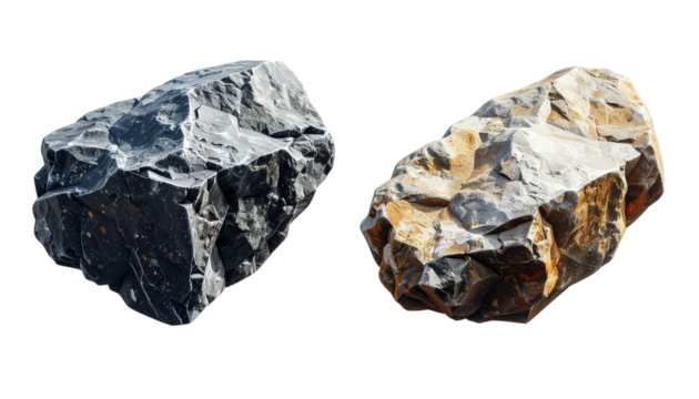  3D Stone Fragment Variations — isolated on transparent background