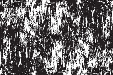 Monochrome texture composed of irregular graphic elements. Distressed uneven grunge background. Abstract vector illustration. Overlay for interesting effect and depth. Isolated on white background.