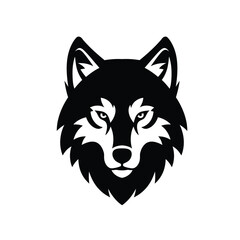 Black wolf head graphic icon animal white vector