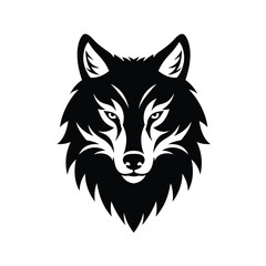 Black wolf head graphic illustration animal white vector